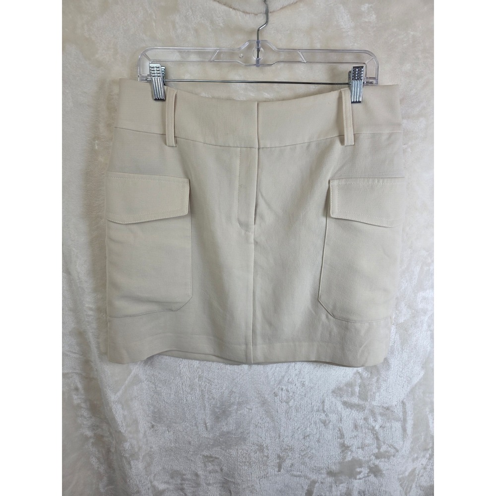 Vintage Express Women Cream Utility Mini Skirt Textured Cargo Pocket 007650527